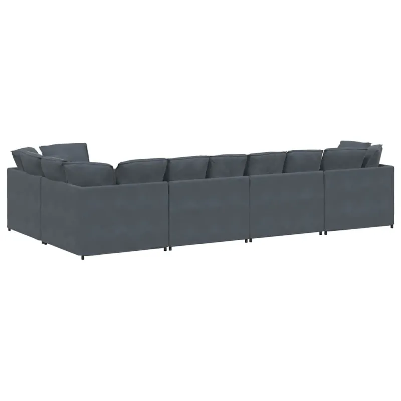 Modulinė sofa su pagalvėlėmis, aksominė, tamsiai pilka