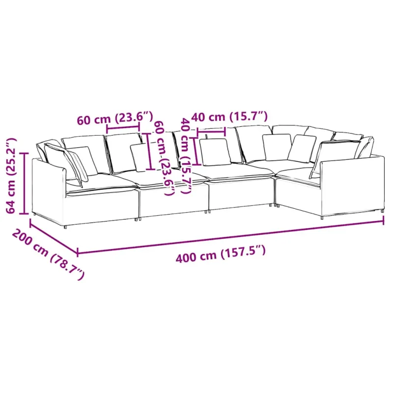 Modulinė sofa su pagalvėlėmis, aksominė, tamsiai pilka
