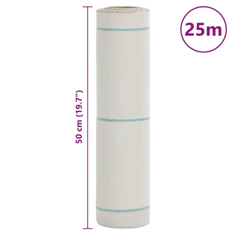 Piktžolių membrana, balta, 0,5x25 m, PP