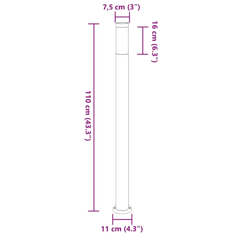 Šviestuvai stulpeliams, 3 vnt., 110 cm, nerūdijantis plienas, IP44