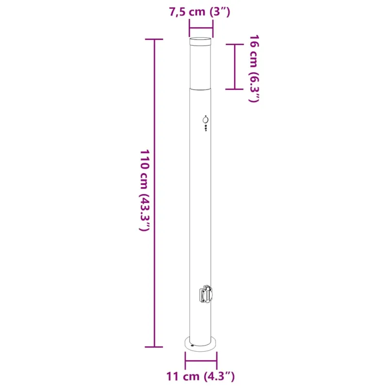 Apšvietimo stulpeliai su jutikliu ir lizdu, 3 vnt., 110 cm, nerūdijantis plienas, IP44