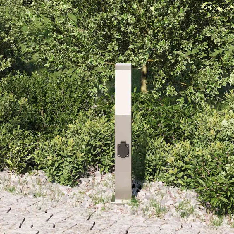 Apsauginis šviestuvas su lizdu, 50 cm, nerūdijantis plienas, IP44