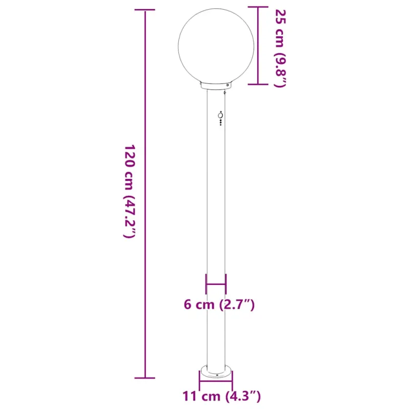 Apsauginis stulpelis su jutikliu, 120 cm, juodas, IP44