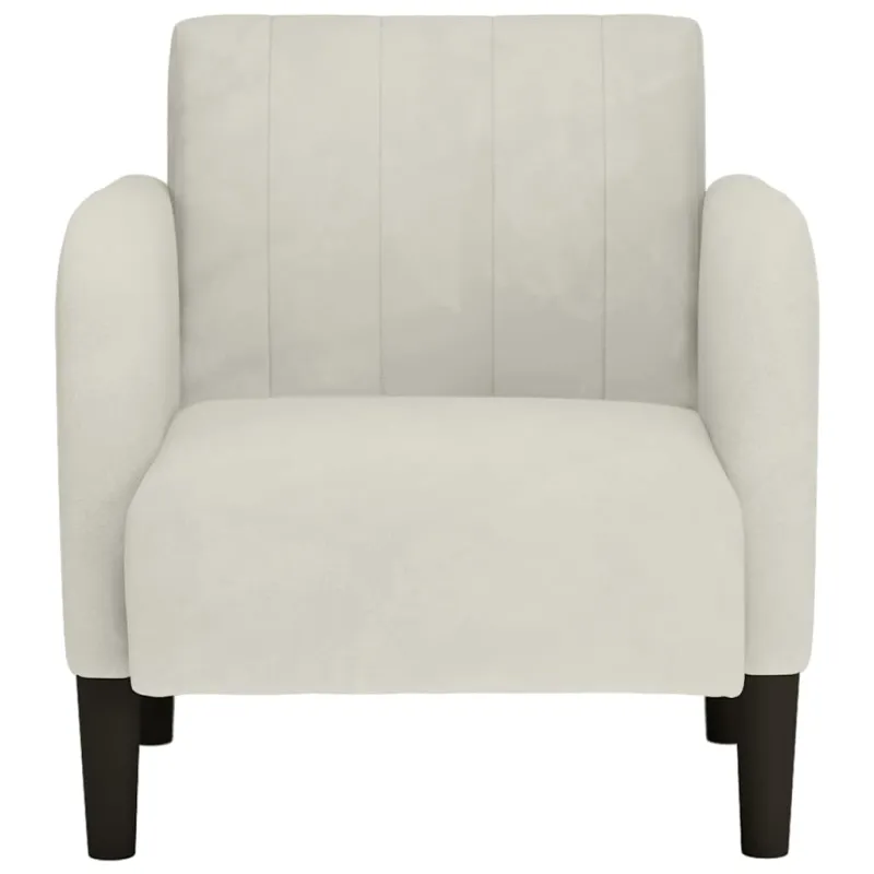 Sofa-kėdė su porankiais, kreminės spalvos, 54 cm, aksomas