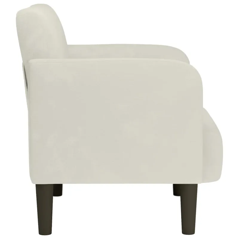 Sofa-kėdė su porankiais, kreminės spalvos, 54 cm, aksomas