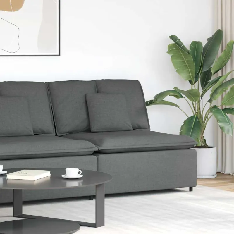 Modulinė sofa su pagalvėlėmis, tamsiai pilka, 100 cm
