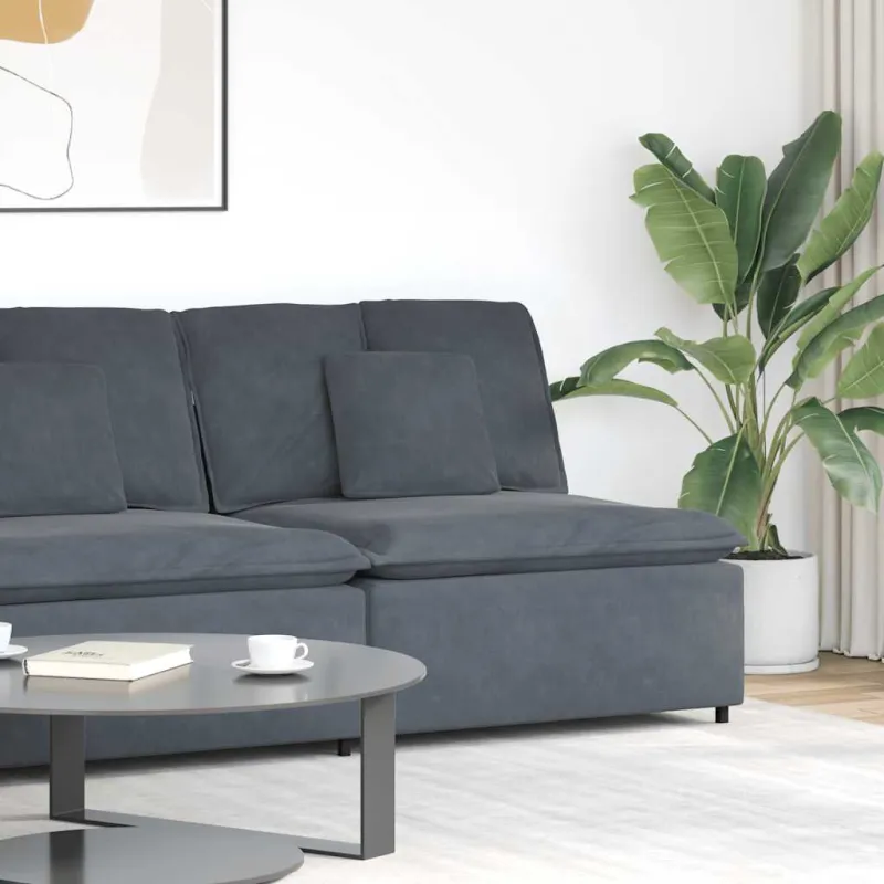 Modulinė sofa su pagalvėlėmis, tamsiai pilka, 100 cm