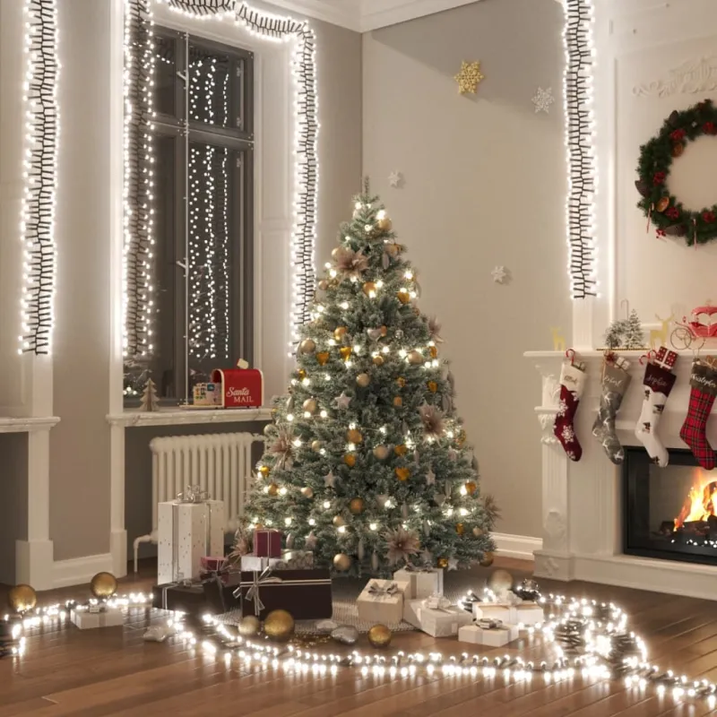 LED lempučių girlianda, PVC, 3000 šaltų baltų LED, tanki