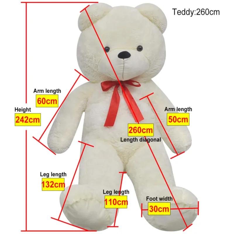 Minkštas žaislinis šuo, pliušinis, baltas, 242 cm