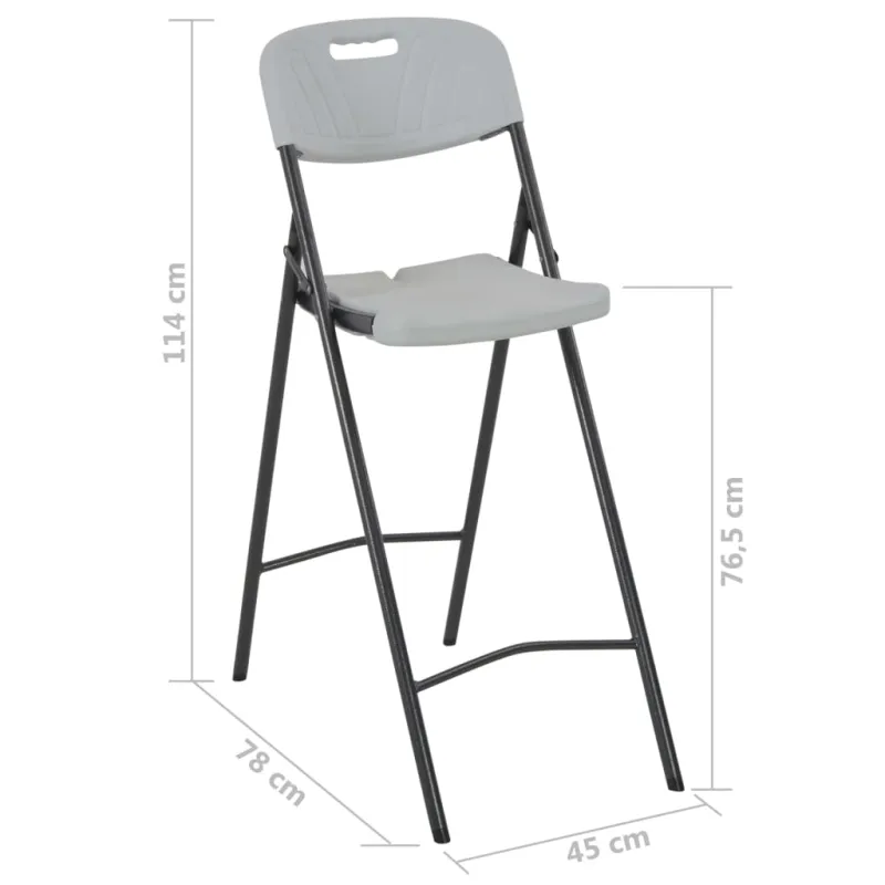 Sulankstomos baro kėdės, 2 vnt., baltos, HDPE ir plienas