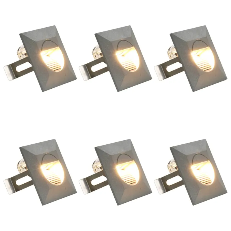 Sieniniai lauko LED šviestuvai, 6vnt., sidabriniai, 2W