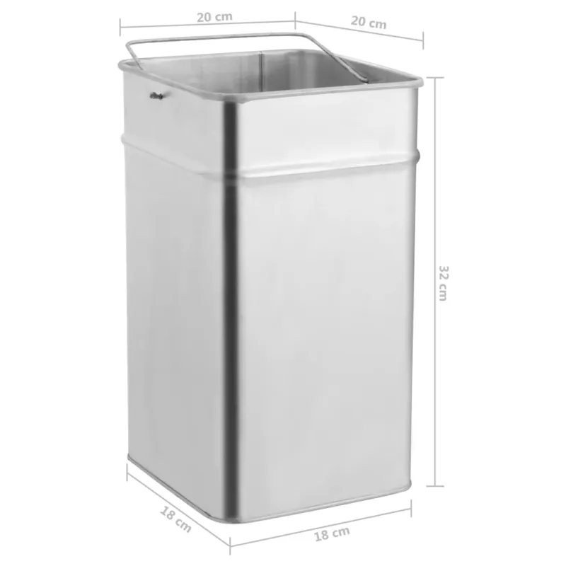 Šiukšliadėžė-peleninė, nerūdijantis plienas, 36l