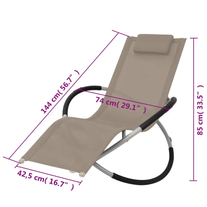 Lauko saulės gultas, taupe spalvos, plienas, geometrinių formų