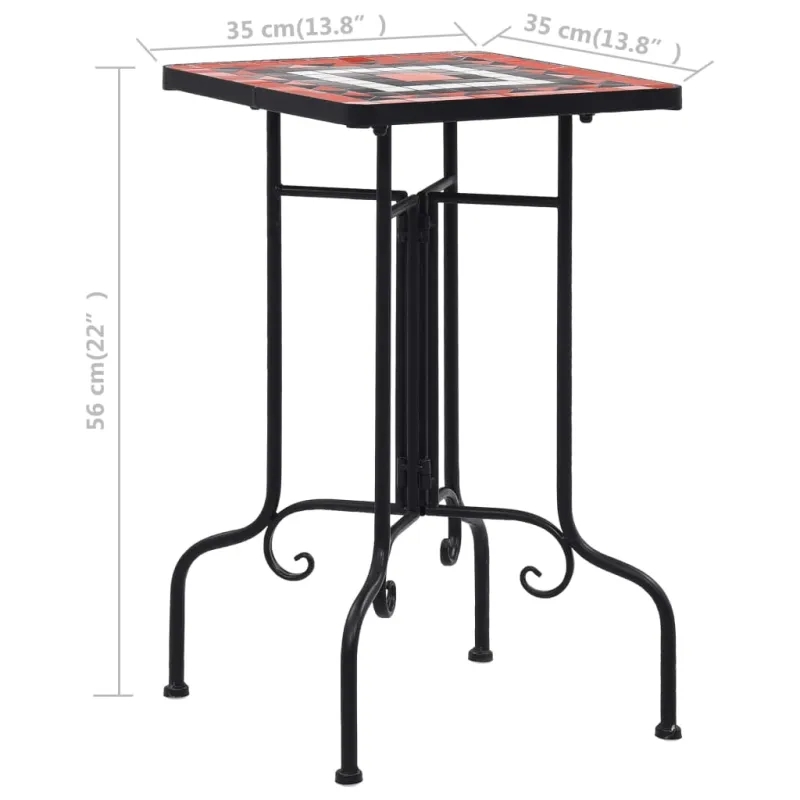 Mozaikinis šoninis staliukas, terakota ir baltas, keramika