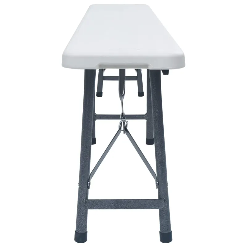 Sulankstomi sodo suoliukai, 2vnt., baltos spalvos, 180cm, HDPE