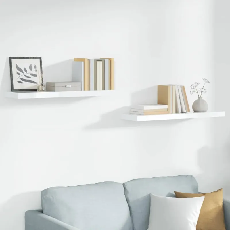 Pakabinamos lentynos, 2vnt., baltos, 90x23,5x3,8cm, MDF