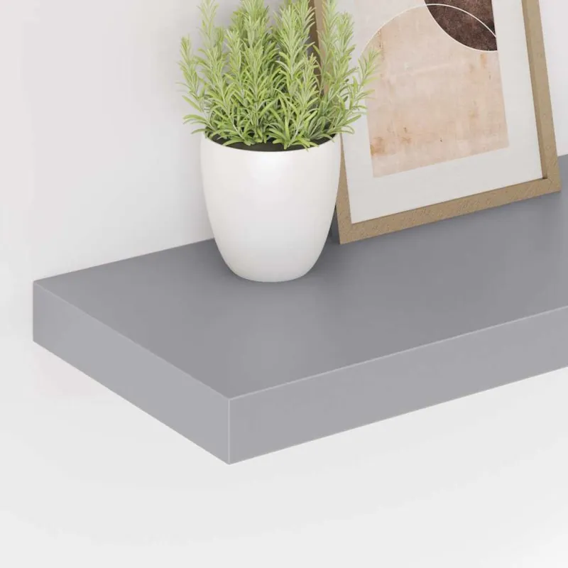 Pakabinama sieninė lentyna, pilkos spalvos, 60x23,5x3,8cm, MDF