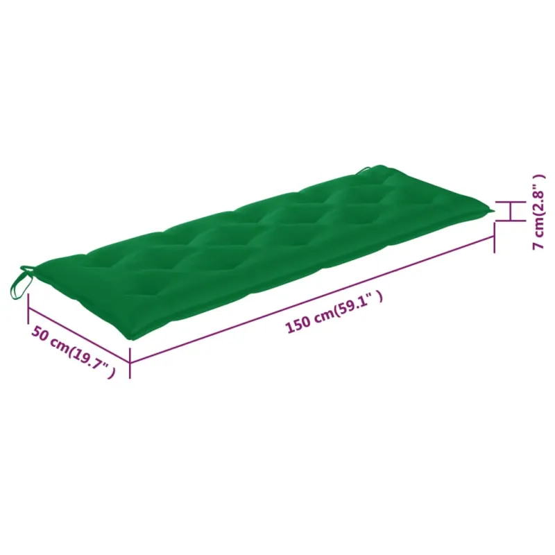 Trivietis sodo suoliukas su pagalvėle, 150cm, eukalipto masyvas