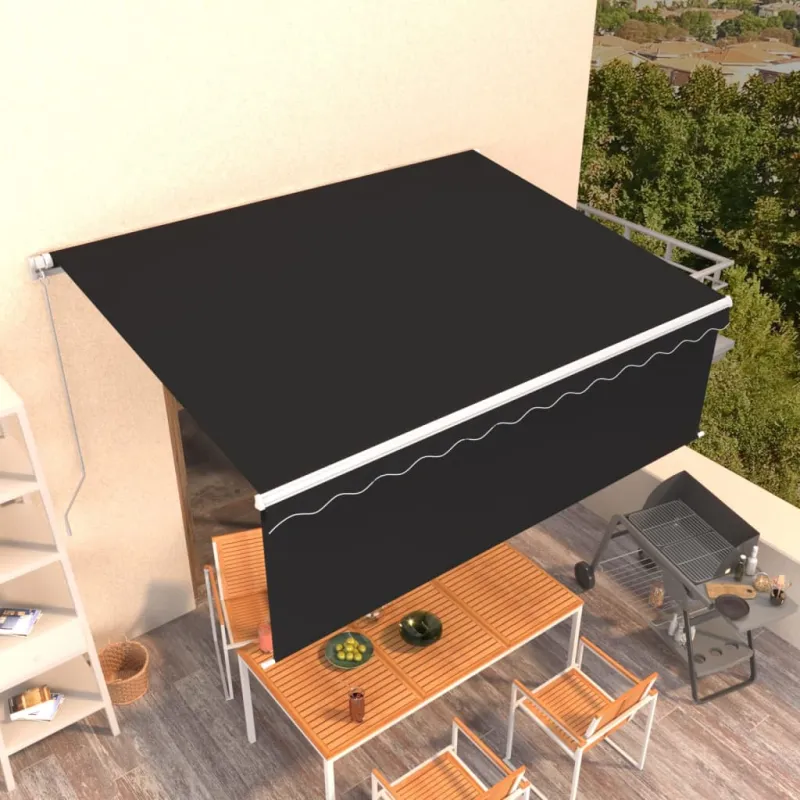 Rankiniu būdu ištraukiama markizė su uždanga, antracito, 4x3m