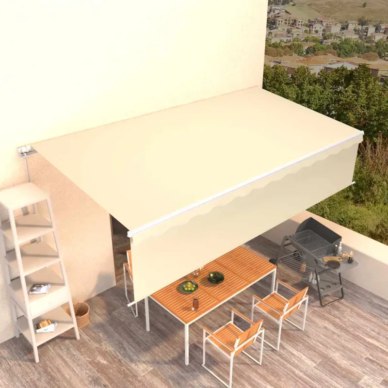 Rankiniu būdu ištraukiama markizė su uždanga, kreminė, 6x3m