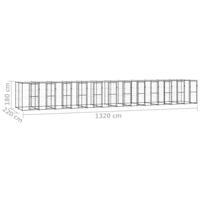 Lauko voljeras šunims su stogu, plienas, 29,04m²