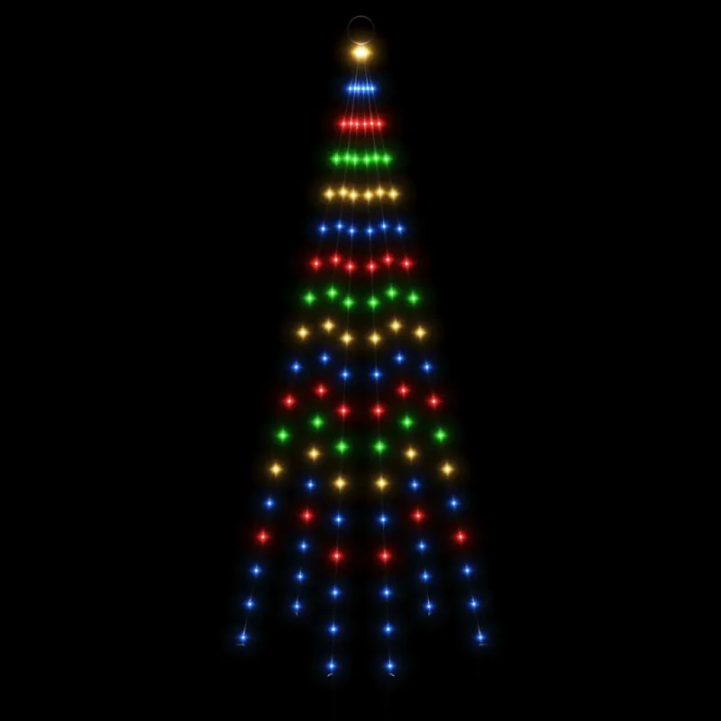 Kalėdų eglutė ant vėliavos stiebo, 180cm, 108 spalvotos LED