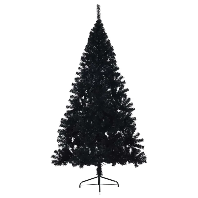 Dirbtinė pusinė Kalėdų eglutė su stovu, juoda, 180cm, PVC