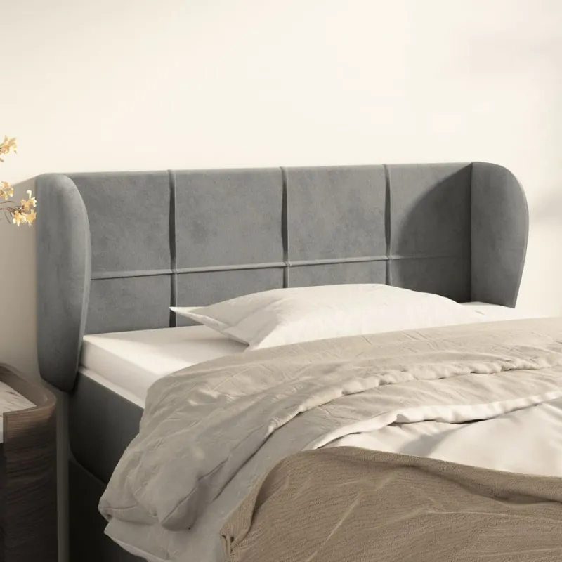 Galvūgalis su auselėmis, šviesiai pilkos,83x23x78/88cm, aksomas