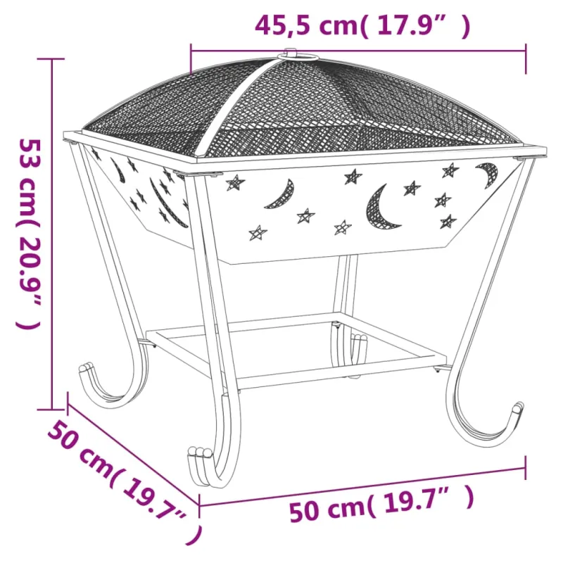 Laužavietė su žarstekliu, 50cm, plienas, XXL