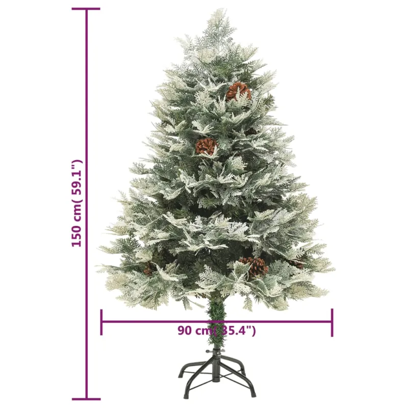 Kalėdų eglutė su pušies kankorėžiais, žalia, 150cm, PVC su PE