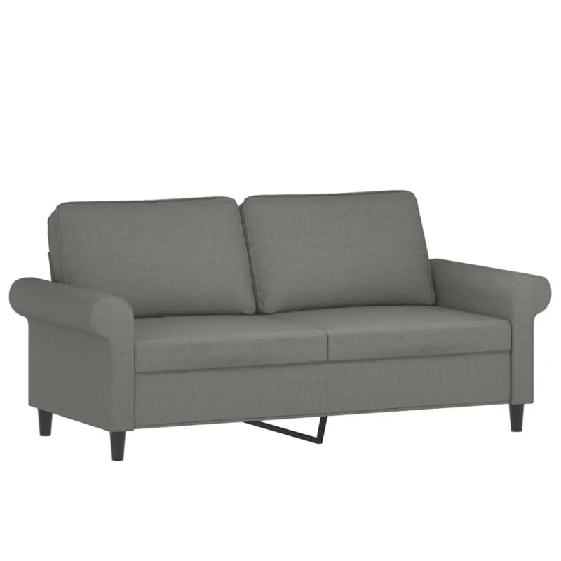 Dvivietė sofa su pagalvėmis, tamsiai pilka, 140cm, audinys