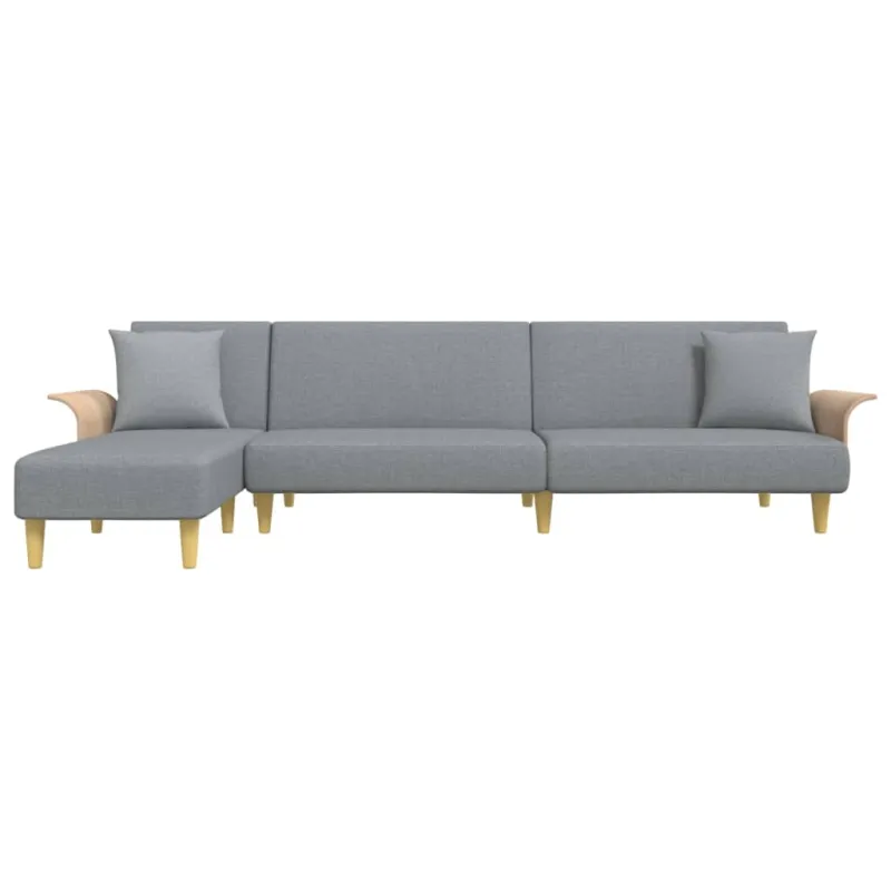 L formos sofa-lova, šviesiai pilka, 279x140x70cm, audinys