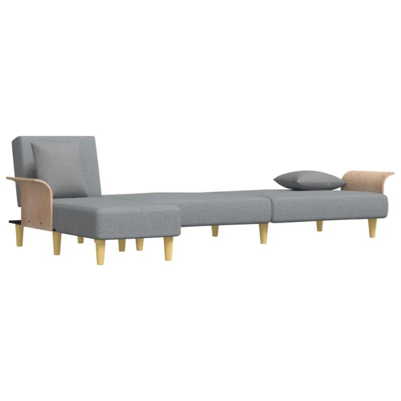 L formos sofa-lova, šviesiai pilka, 279x140x70cm, audinys