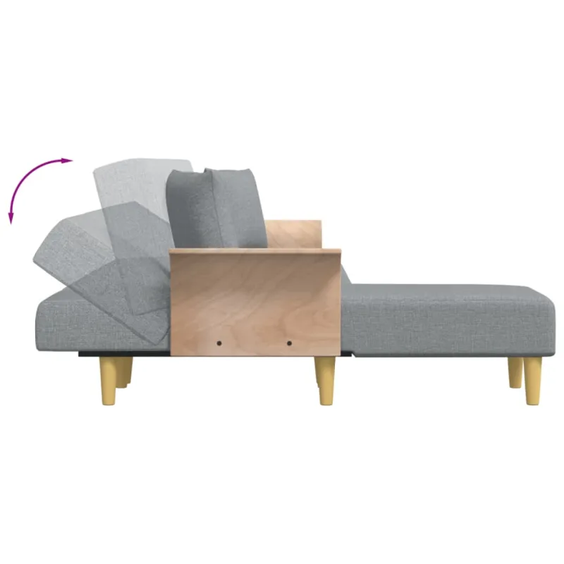 L formos sofa-lova, šviesiai pilka, 279x140x70cm, audinys
