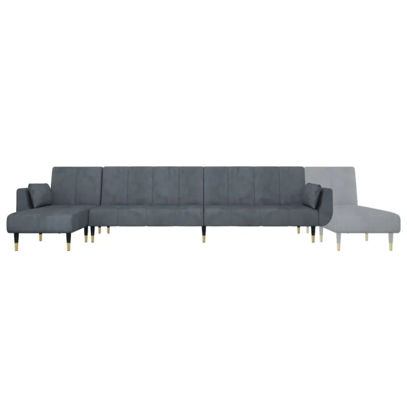 L formos sofa-lova, tamsiai pilka, 275x140x70cm, aksomas