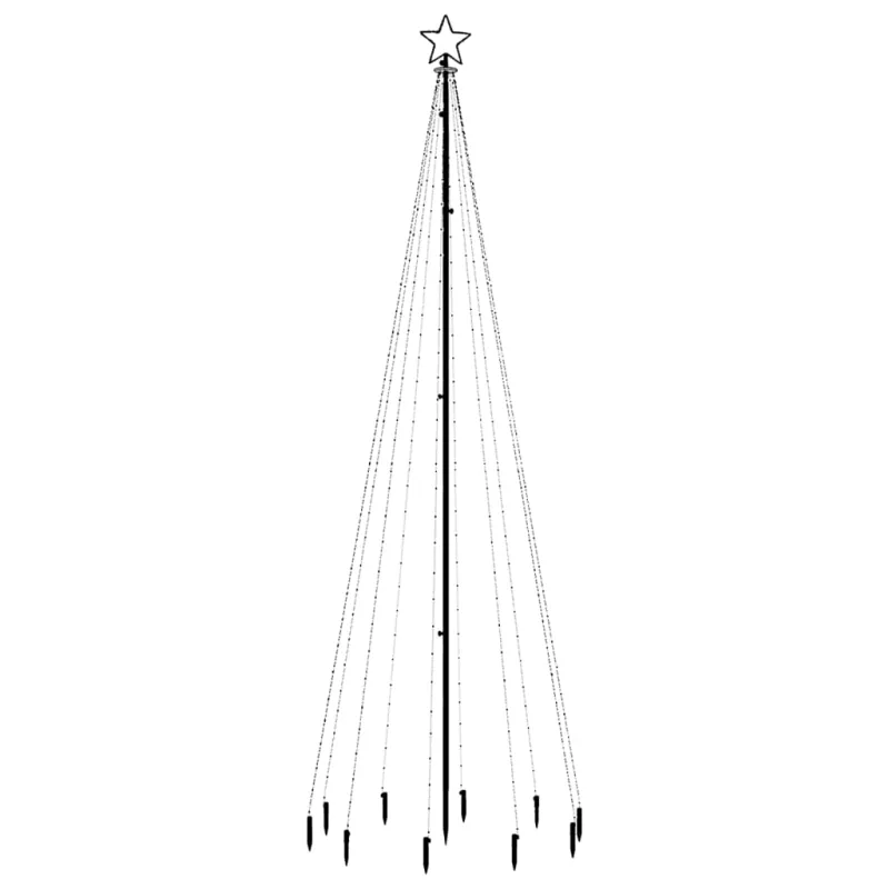 Kalėdų eglutė su kuoliuku, šiltos baltos spalvos, 310LED, 300cm