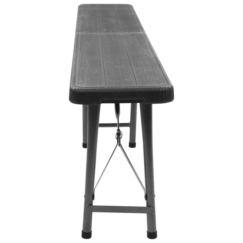 Sulankstomi sodo suoliukai, 2vnt., juodos spalvos, 180cm, HDPE