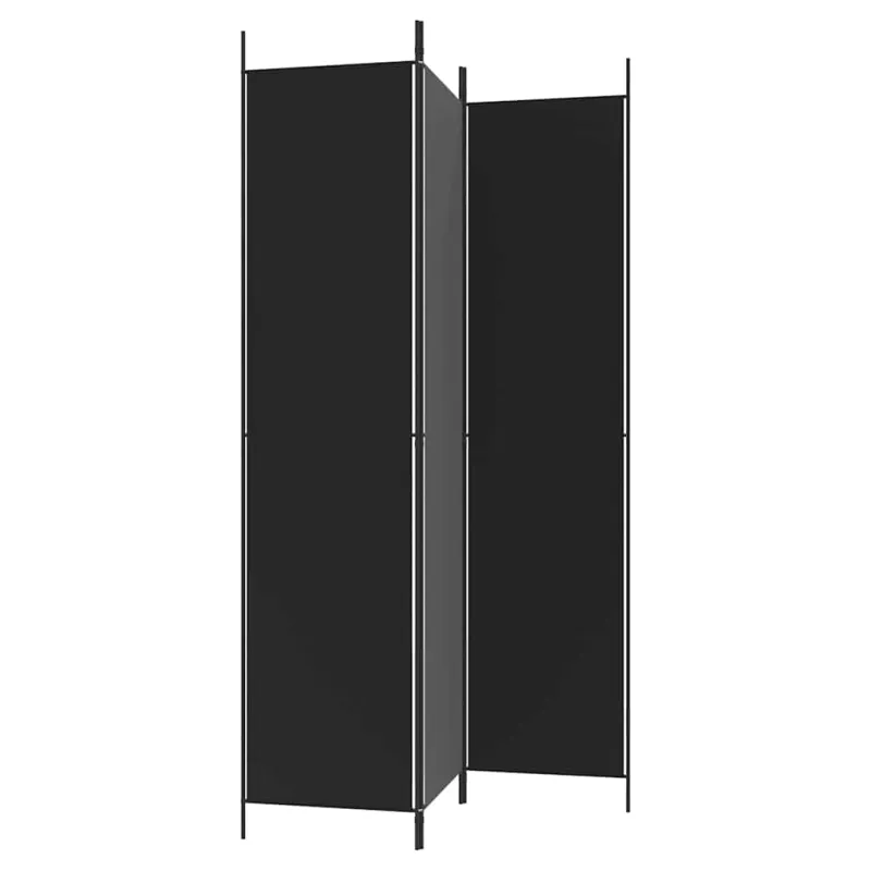 Kambario pertvara, 3 dalių, juodos spalvos, 150x220cm, audinys