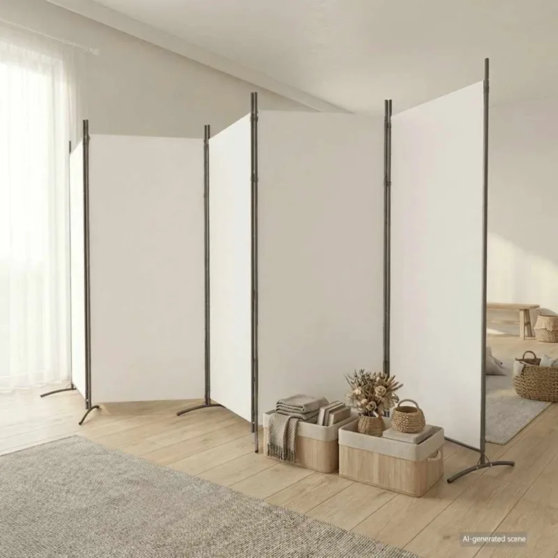 Kambario pertvara, 5 dalių, baltos spalvos, 433x180cm, audinys
