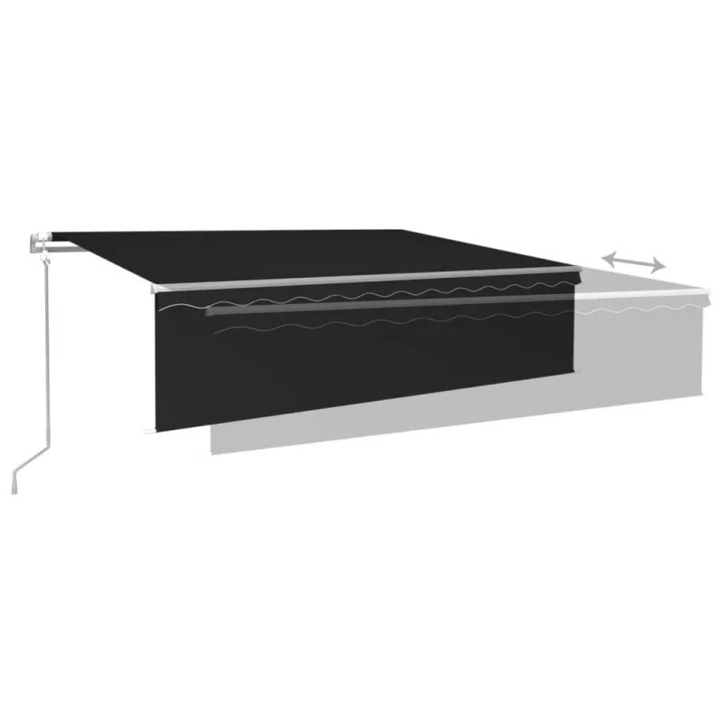 Markizė su uždanga/LED/vėjo jutikliu, antracito, 6x3m