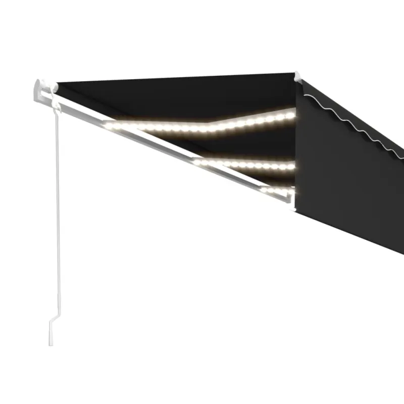 Markizė su uždanga/LED/vėjo jutikliu, antracito, 6x3m
