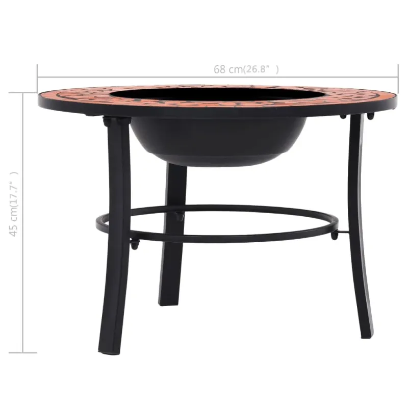Mozaikinė laužavietė, terakotos spalvos, 68cm, keramika
