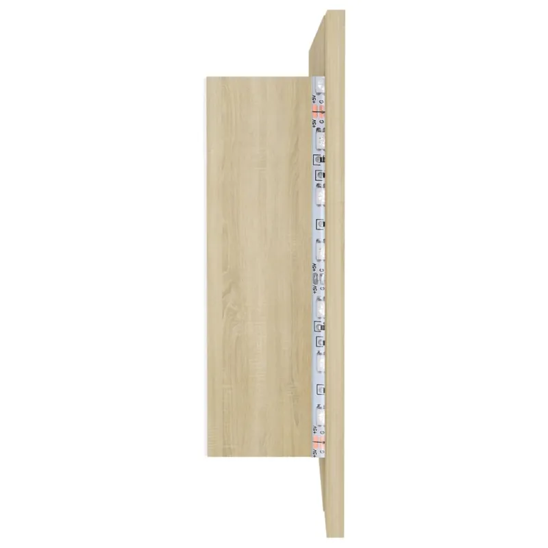 Veidrodinė vonios spintelė su LED, ąžuolo, 100x12x45cm, akrilas