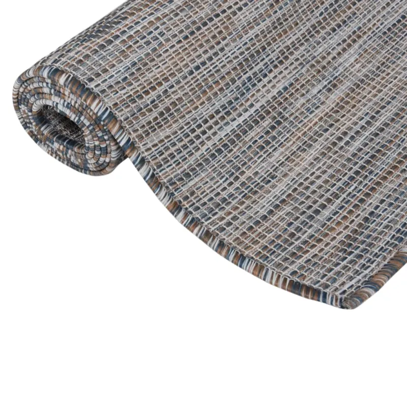 Lauko kilimėlis, rudas ir mėlyna, 200x280cm, plokščio pynimo