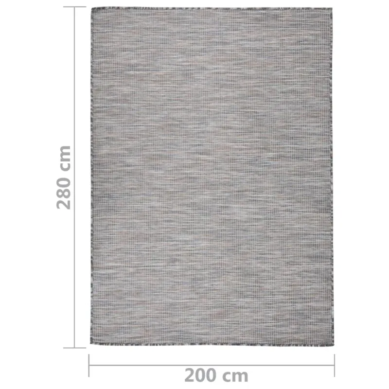 Lauko kilimėlis, rudas ir mėlyna, 200x280cm, plokščio pynimo