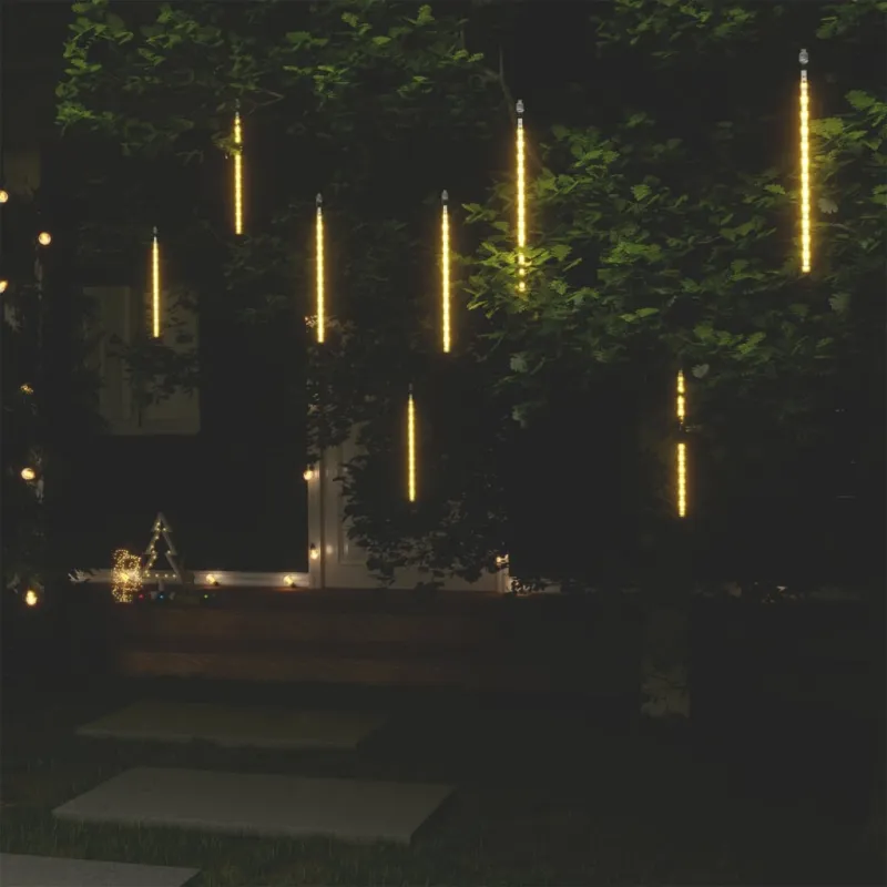 Girlianda meteorų lietus, 8vnt., 30cm, 192 šiltos baltos LED