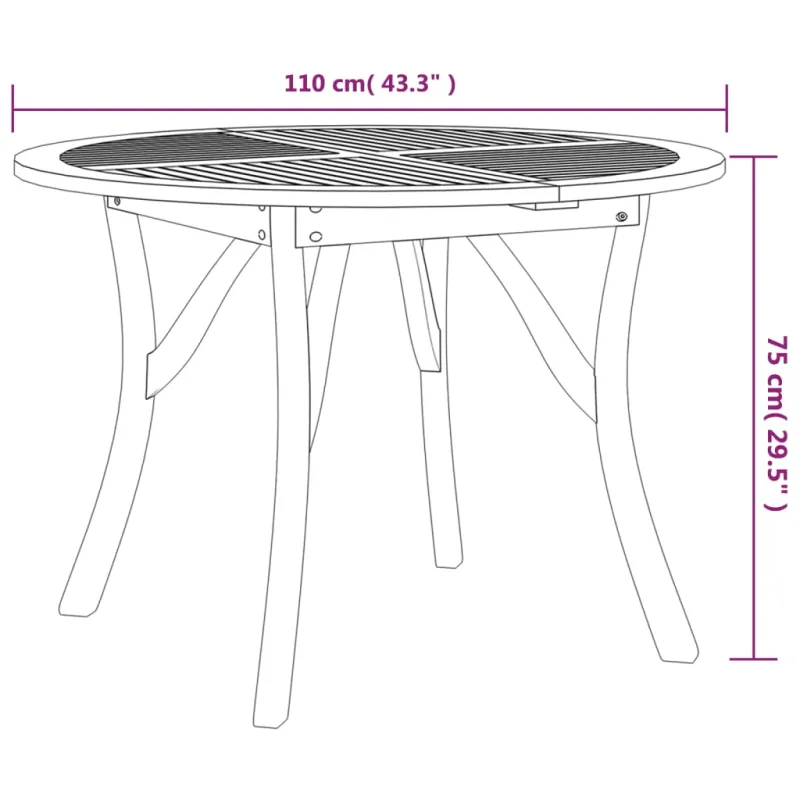 Sodo stalas, 110cm skersmens, akacijos medienos masyvas