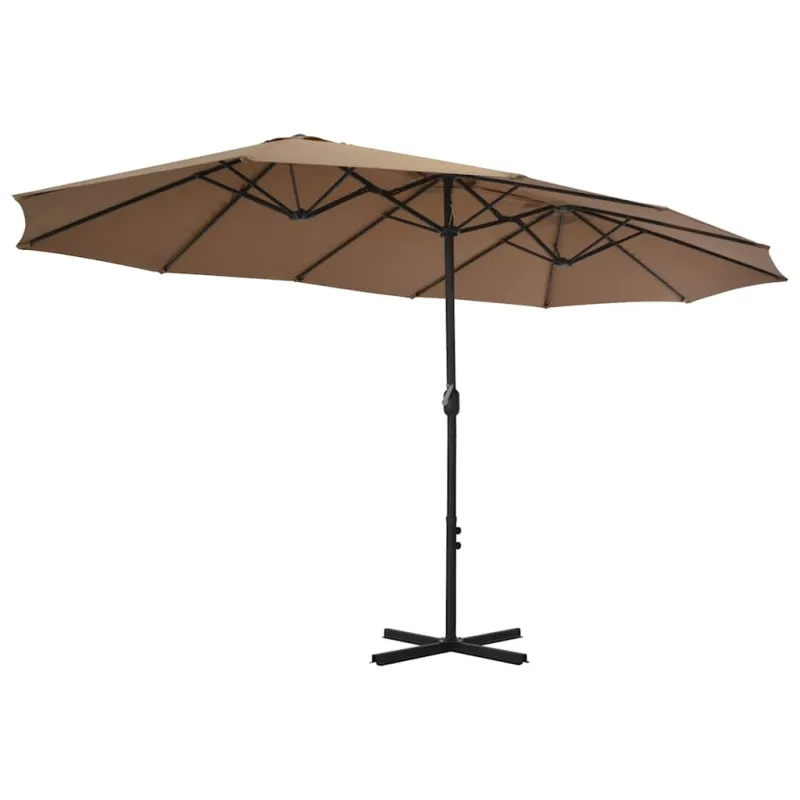 Lauko skėtis nuo saulės su aliuminio stulpu, taupe, 460x270cm