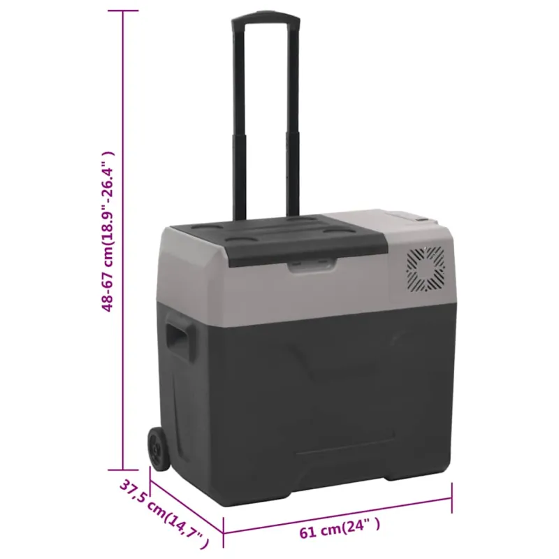 Šaltdėžė su ratukais ir rankena, juoda ir pilka, 40l, PP