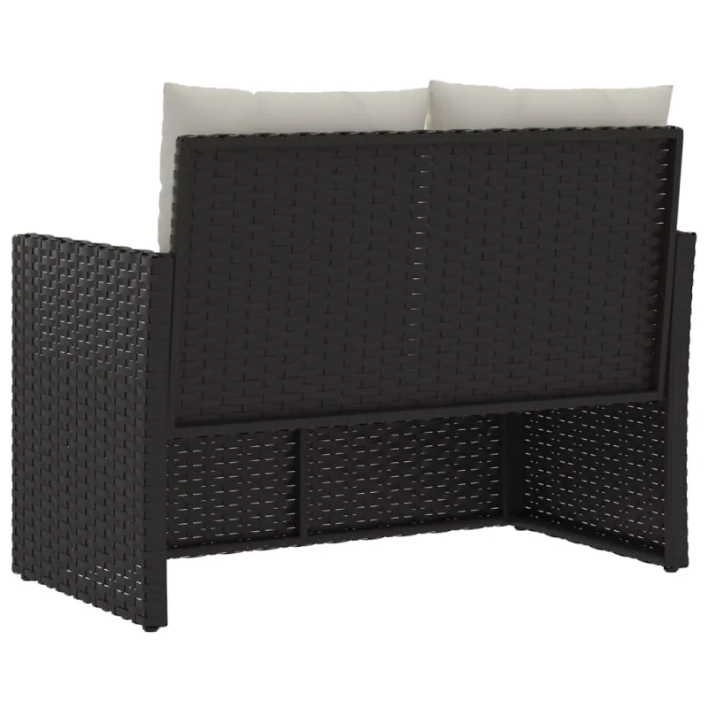Sodo suoliukas su pagalvėlėmis, juodas, 105cm, poliratanas